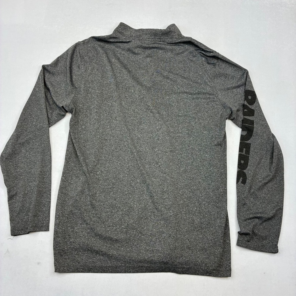 NFL Team Apparel Raiders Pullover Mens Medium Gray Quarter Zip Heathered Logo - Picture 3 of 7